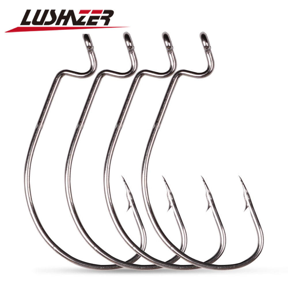 LUSHAZER 10pcs/lot Carbon Stee - Fishing Hook Offset ulasan dan harga